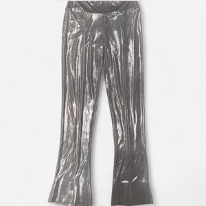 Norma Kamali Kids Metallic Silver Leggings